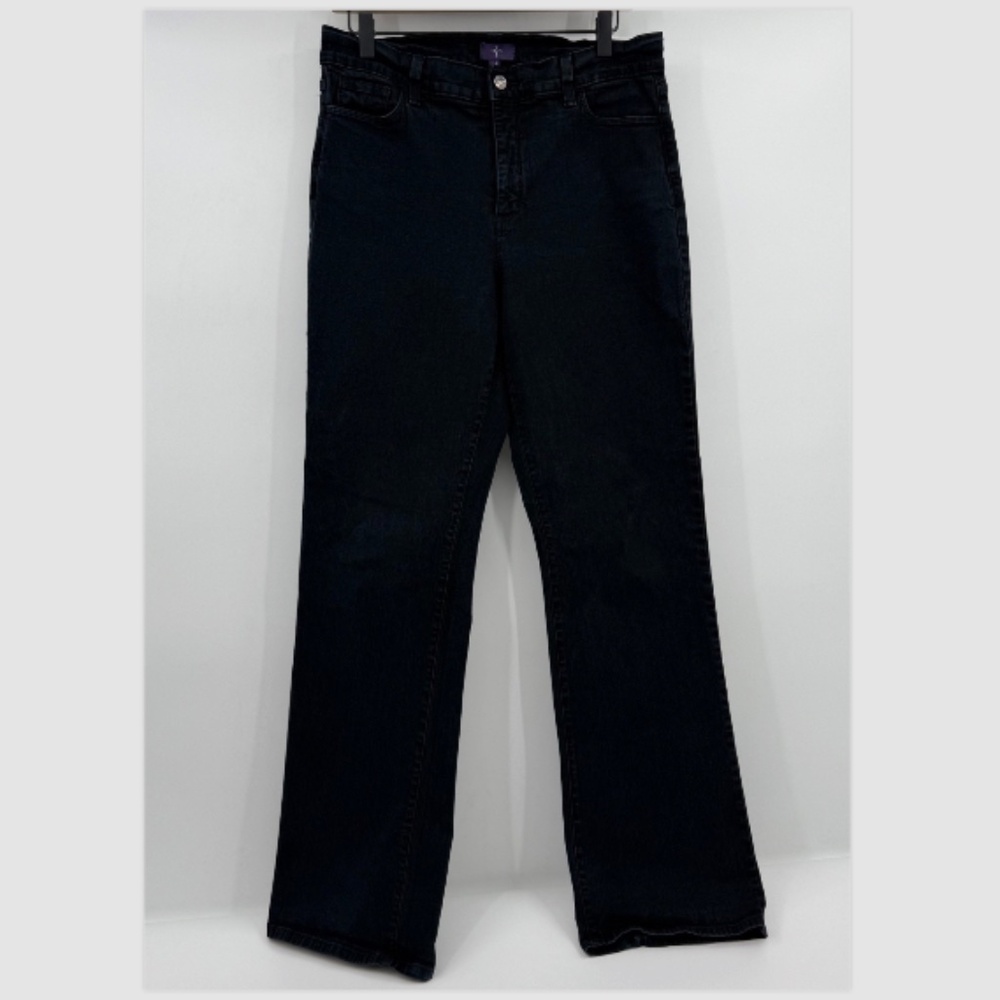NYDJ Jeans Women 14 Faded Black Bootcut Stretch Denim High Rise 90s Y2K USA